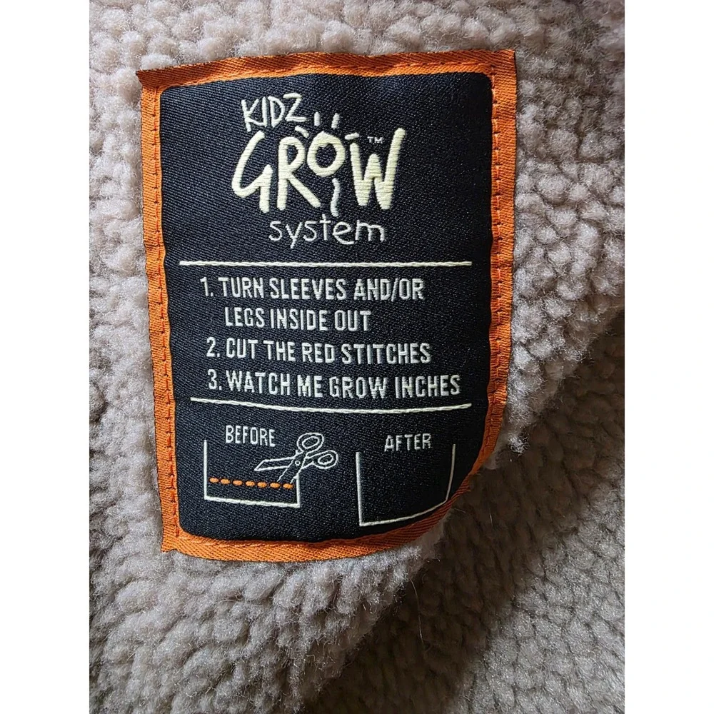 Walls Tough Wear Kids XL Brown Sherpa Lined Hooded Canvas Work Jacket Coat